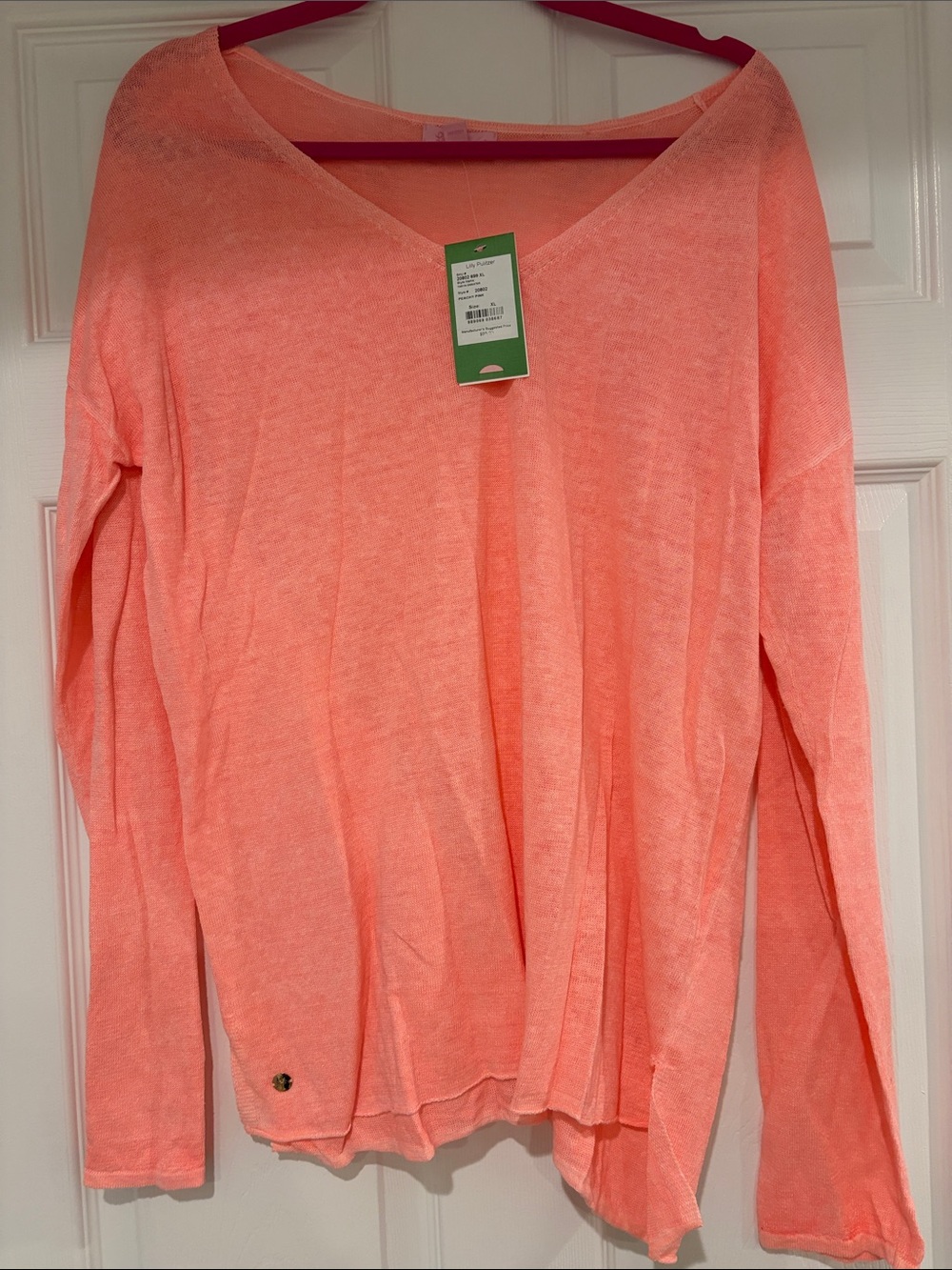 Lilly Pulitzer Coral-Peach V-Neck Pullover Sweater